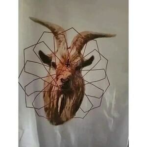 Black Scale Horned Goat Inverted Cross Sacred Geometry Magic Sz Small CR6 NWT